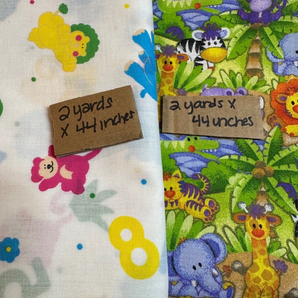 Jungle Baby Fabric Bundle 4 Yards Jose Rey Barbara B Barnett Animals Numbers